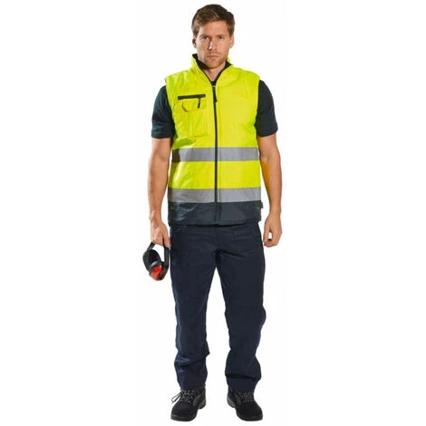 Gilet Bodywarmer Haute Visibilité Portwest Bicolore Jaune / Bleu Marine XL 2 Gilet Bodywarmer Haute Visibilité Portwest Bicolore Jaune / Bleu Marine XL â Image 2
