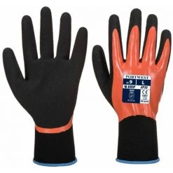 Gants De Manutention Résistants à L'eau Portwest DERMI PRO Orange / Noir 9 - Orange / Noir