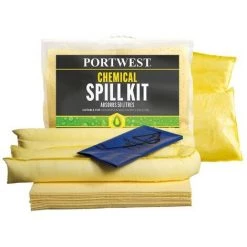 Portwest - Kit Absorbant Produits Chimiques 50 Litres (3 Unités) - SM91 Taille:Unique - Jaune