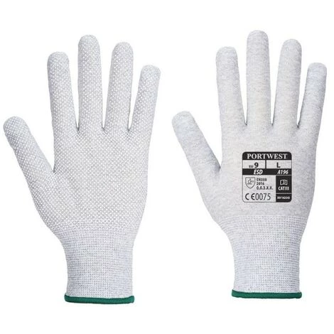 Portwest - Gant Micro Dot Antistatique - A196 Taille:XS - Gris / Blanc 1 Portwest - Gant Micro Dot Antistatique - A196 Taille:XS - Gris / Blanc