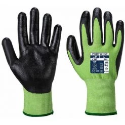 Gants Anti-coupures Portwest A645 Green Cut 5 Mousse Nitrile Vert / Noir 10 - Vert / Noir