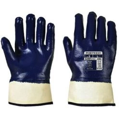 Portwest - Gant Nitrile Tout Enduit Manchette - A302 Taille:2XL - Bleu Marine
