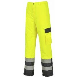 Pantalon Haute Visibilité Multipoche Portwest Doublé Contraste Jaune / Marine S