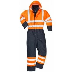 Combinaison Haute Visibilité Matelassée Imperméable Portwest Contrast Orange / Marine 3XL