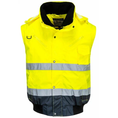 Blouson Haute Visibilité 3 En 1 Portwest Manches Amovibles Bicolore Jaune / Marine XS 2 Blouson Haute Visibilité 3 En 1 Portwest Manches Amovibles Bicolore Jaune / Marine XS – Image 2