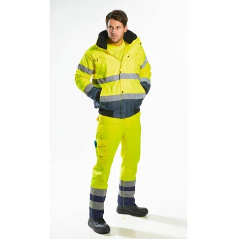 Blouson Haute Visibilité 3 En 1 Portwest Manches Amovibles Bicolore Jaune / Marine XS 3 Blouson Haute Visibilité 3 En 1 Portwest Manches Amovibles Bicolore Jaune / Marine XS – Image 3