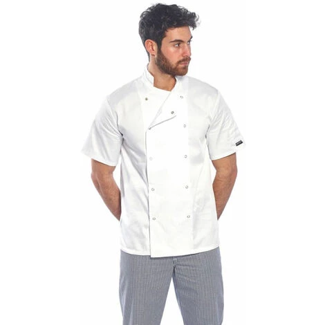 Veste De Cuisine Portwest Cumbria Manches Courtes Blanc 4XL 4 Veste De Cuisine Portwest Cumbria Manches Courtes Blanc 4XL – Image 4