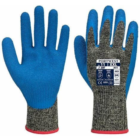 Gant Anticoupures Aramide Latex HR A611 Noir/Bleu - Portwest - Taille M-8 - Noir 1 Gant Anticoupures Aramide Latex HR A611 Noir/Bleu - Portwest - Taille M-8 - Noir