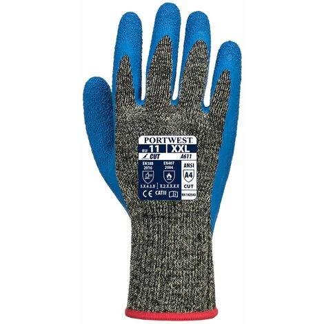 Gant Anticoupures Aramide Latex HR A611 Noir/Bleu - Portwest - Taille M-8 - Noir 2 Gant Anticoupures Aramide Latex HR A611 Noir/Bleu - Portwest - Taille M-8 - Noir â Image 2