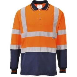 Polo Bicolore Manches Longues Couleur : Orange/Marine Taille 4XL - PORTWEST