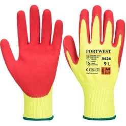 Gant Vis-Tex Anticoupure HR - Nitrile Couleur : Jaune/Rouge Taille L - PORTWEST