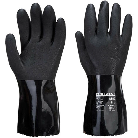 Gant Chimie PVC ESD Couleur : Noir Taille M - PORTWEST 1 Gant Chimie PVC ESD Couleur : Noir Taille M - PORTWEST