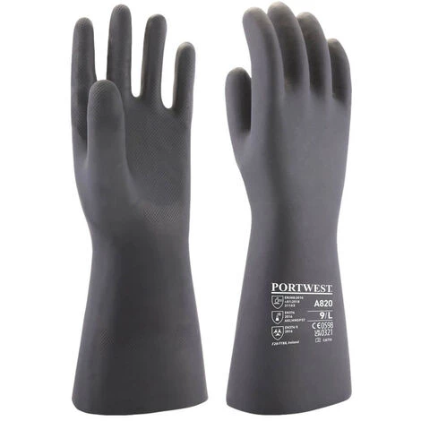 Gant Chimie Néoprène Couleur : Noir Taille S - PORTWEST 1 Gant Chimie Néoprène Couleur : Noir Taille S - PORTWEST