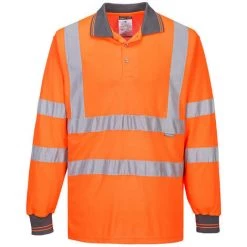 Polo HV Manches Longues Couleur : Orange Taille 6XL - PORTWEST
