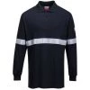 PORTWEST Polo à Manches Longues Antistatique Résistant à La Flamme Avec Bandes Rétroréfléchissantes Couleur : Marine Taille 4XL - PORTWES