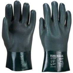 Gant PVC 27cm Double Trempage Couleur : Vert Taille XL - PORTWEST