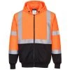 Sweat Hi-Vis Bicolore Zippé à Capuche Couleur : Orange/Noir Taille S - PORTWEST