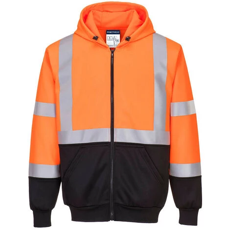 Sweat Hi-Vis Bicolore Zippé à Capuche Couleur : Orange/Noir Taille XXL - PORTWEST 1 Sweat Hi-Vis Bicolore Zippé à Capuche Couleur : Orange/Noir Taille XXL - PORTWEST