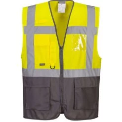 Gilet Executive Warsaw Couleur : Jaune/Gris Taille XXXL - PORTWEST