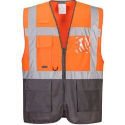 Gilet Executive Warsaw Couleur : Orange/Gris Taille XL - PORTWEST