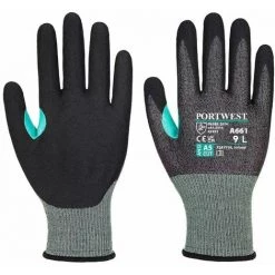 Gant En Mousse Nitrile Anti Coupure Excellente Adhérence Réfléchissant Portwest VHR18 Noir 10 - Noir