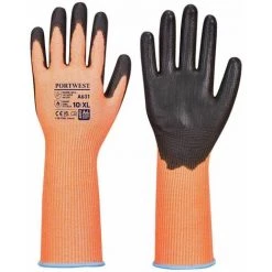 Gant De Travail Vis-Tex Cut Anti-coupure Anti-abrasion Manchette Longue Portwest Orange / Noir 9 - Orange / Noir